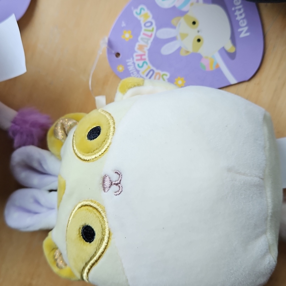 Four Mini Squishmallows Stuffed Animals Set - Pink, Purple, Black, White, Cream - Picture 5 of 11